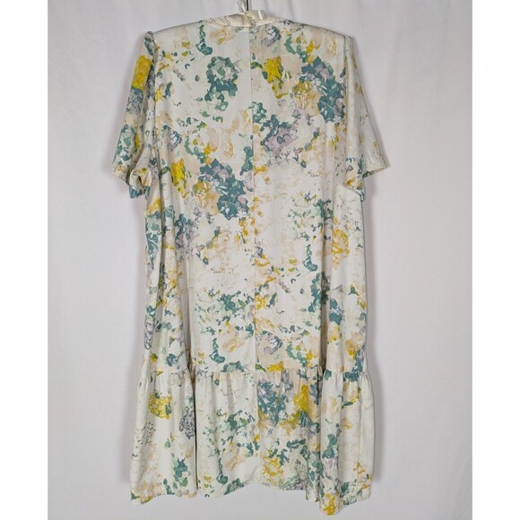 A New Day Dress XXL Women's Cream Floral Ruffle Hem Short Sleeve Shift Relaxed - Picture 5 of 7